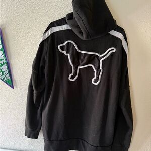 Black Quarter Zip Hoodie with PINK Appliqués